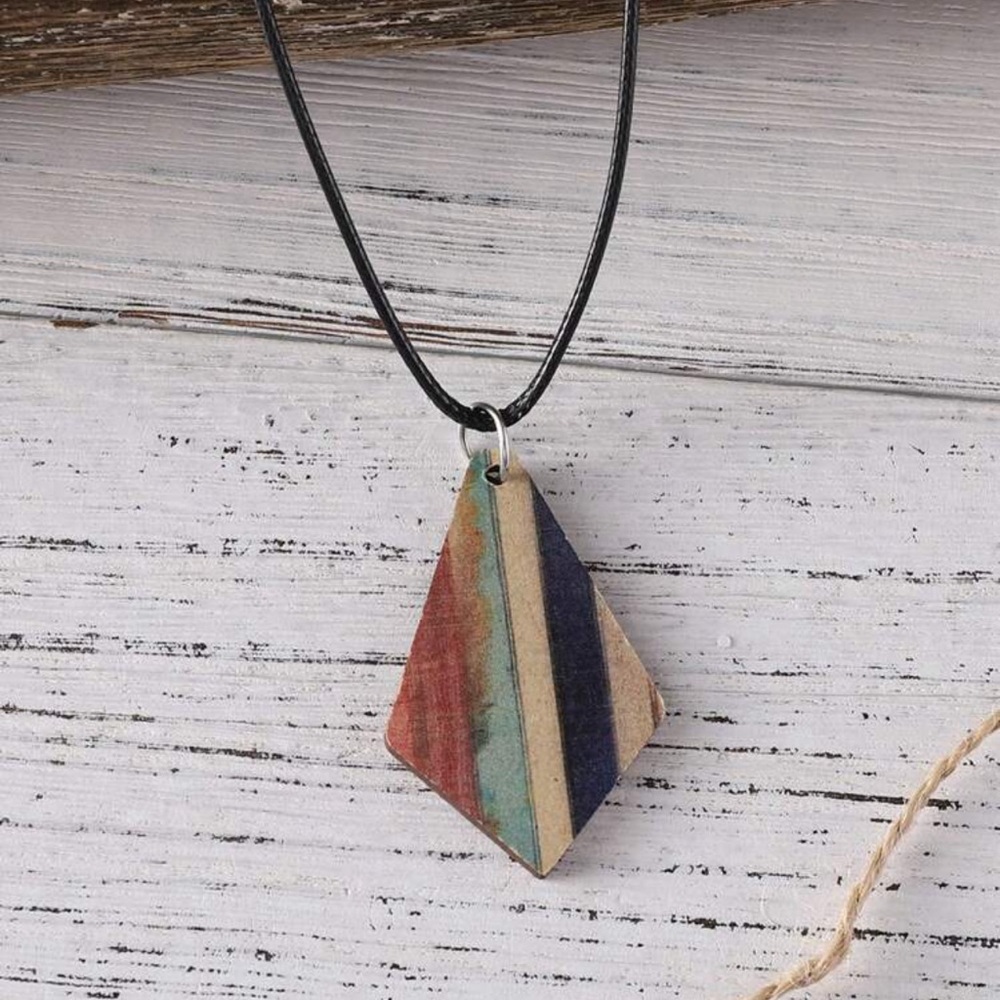 3pcs/set Vintage Bohemian Style Turquoise Stripe & Geometric Wood Double-sided - Picture 3 of 5